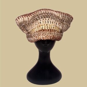 Handcrafted Tan and Brown Women's Cat Crochet Hat